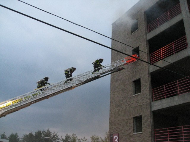 MCFA Live Burn 05/08 - District 9 FF's enter the 4th floor